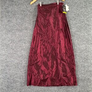 NWT Vintage J.R. Nites Maxi Skirt Womens 6 Burgundy Satin Holiday‎ Whimsigoth